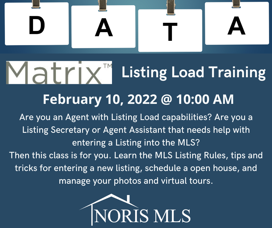 Register for Matrix List load training classes 2/10/2022 at 10am